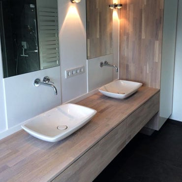 double vasque meuble en bois clair